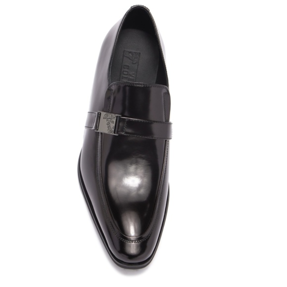 VERSACE Men's Black Leather Slip-On Loafers - Picture 4 of 7